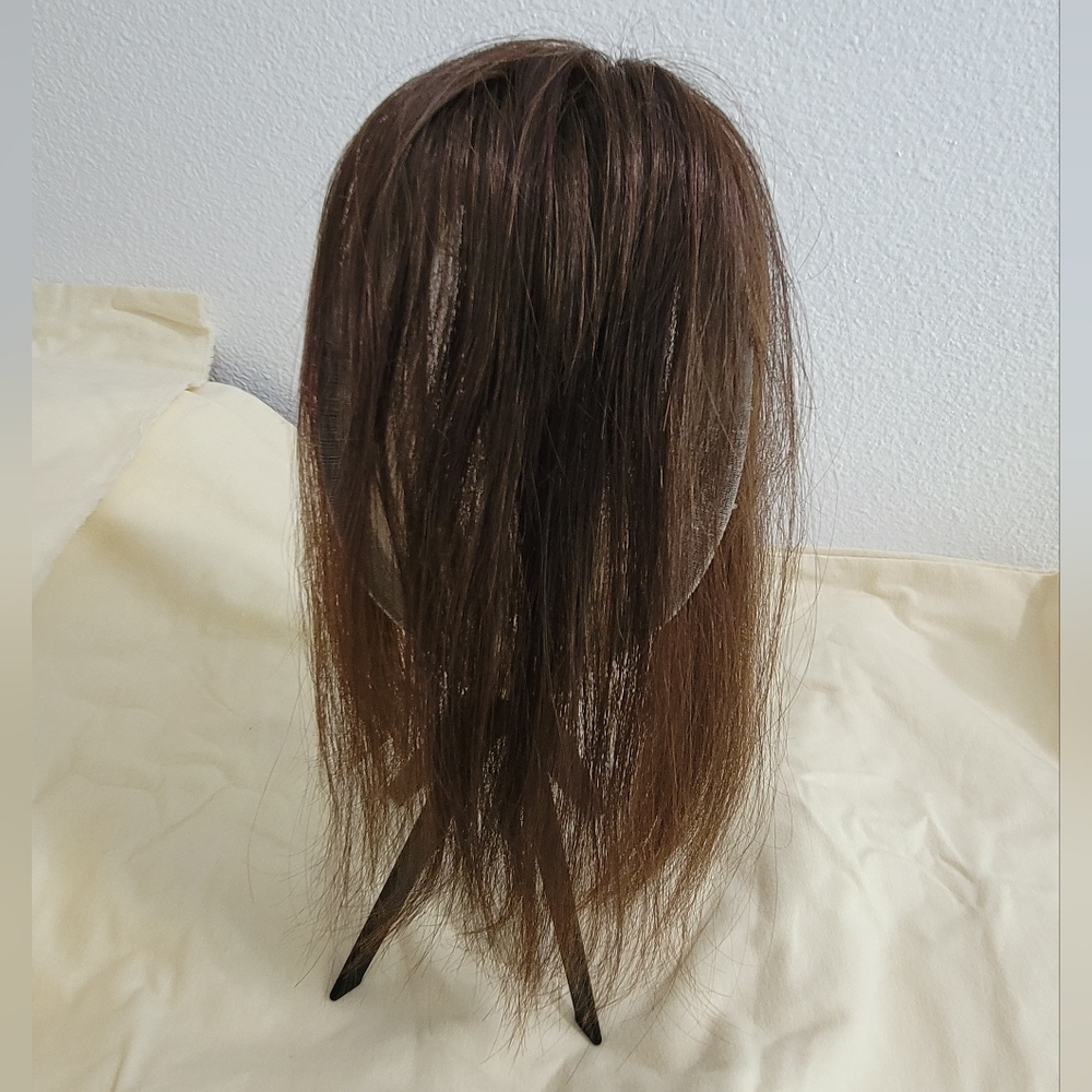 Human Hair Brown Brunette Hand Tied Mono Hair Topper Top Piece *Price Firm